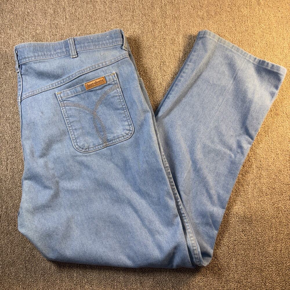 VTG 1970s Men’s Sport-Abouts Jeans Blue Soft 44x32 USA Straight Leg Talon Zip
